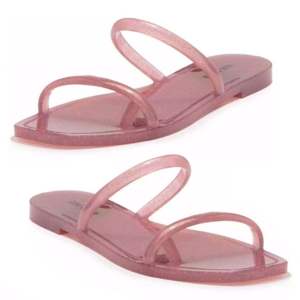 Steve Madden Pink Glitter Dual-Strap Jelly Slide Sandals